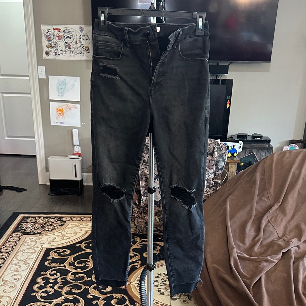 Size 26 good American Black Distressed Jeans